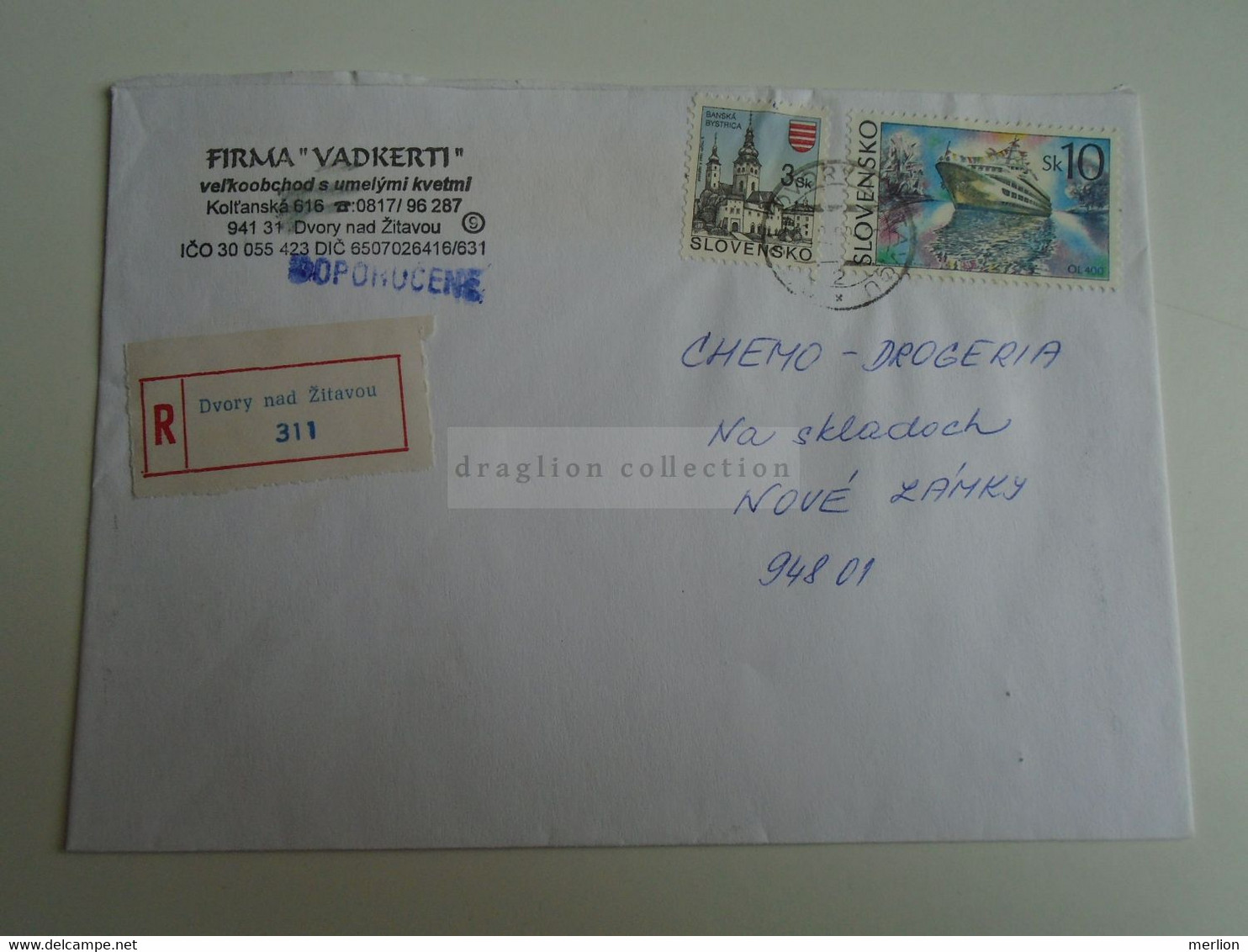 D189922     Slovensko  Slovakia   Reigstered Cover  Ca 2000  Dvory Nad Zitavou - Briefe U. Dokumente