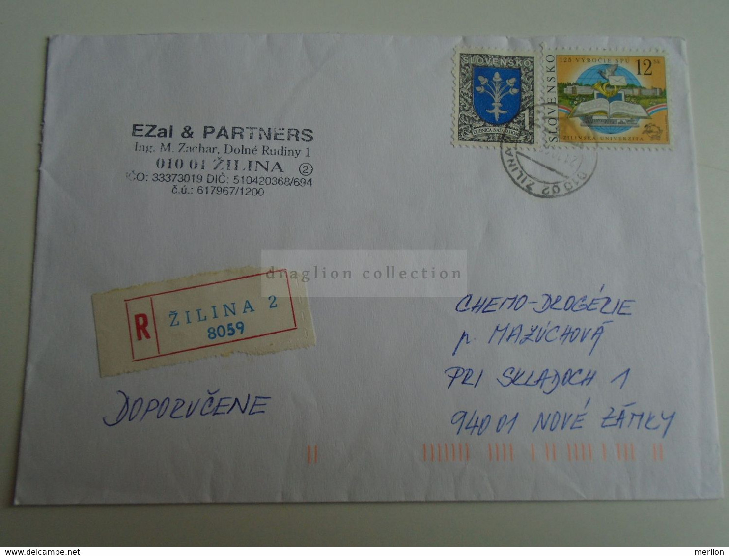 D189934 Slovensko  Slovakia   Registered Cover  1999  ZILINA   Sent To Nove Zamky - Briefe U. Dokumente