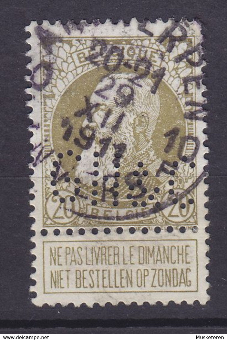 Belgium Perfin Perforé Lochung 'GH&C' 1905 Mi. 72    20c. Leopold II. Deluxe ANTWERPEN Anvers 1911 Cancel !!(2 Scans) - 1863-09