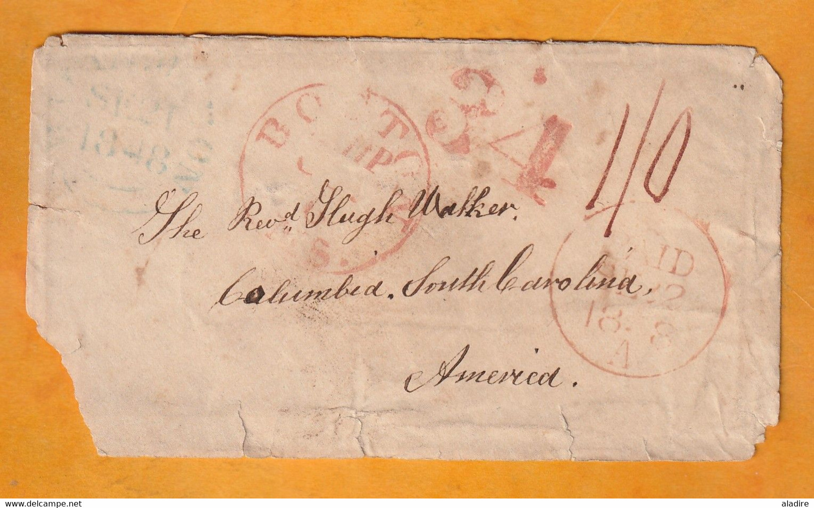 1848 - QV - Reine Victoria - Devant Et Verso Partiels D'enveloppe  De BALLYMAHON, Irlande Vers COLUMBIA, USA - Postmark Collection