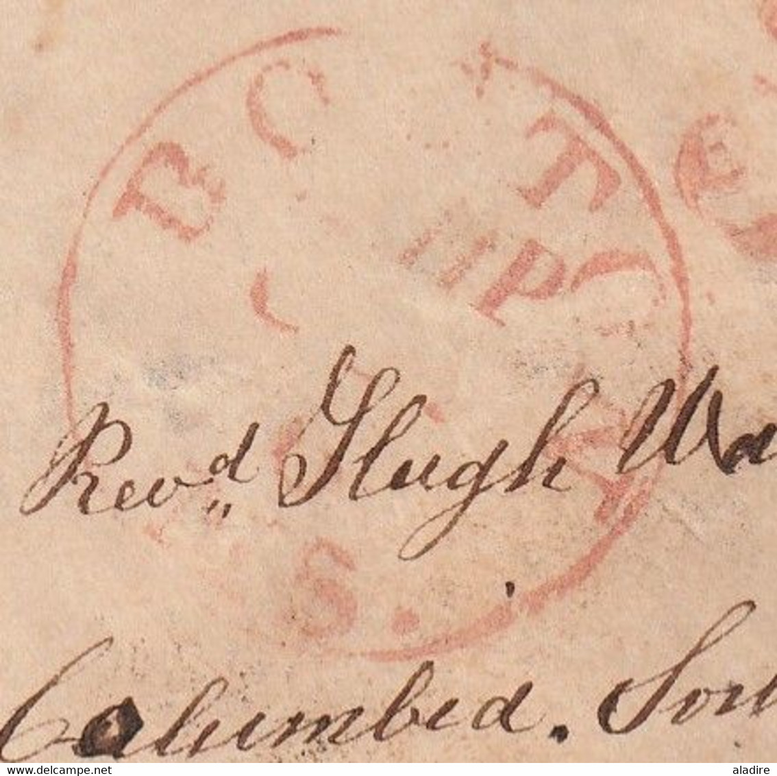 1848 - QV - Reine Victoria - Devant Et Verso Partiels D'enveloppe  De BALLYMAHON, Irlande Vers COLUMBIA, USA - Marcophilie