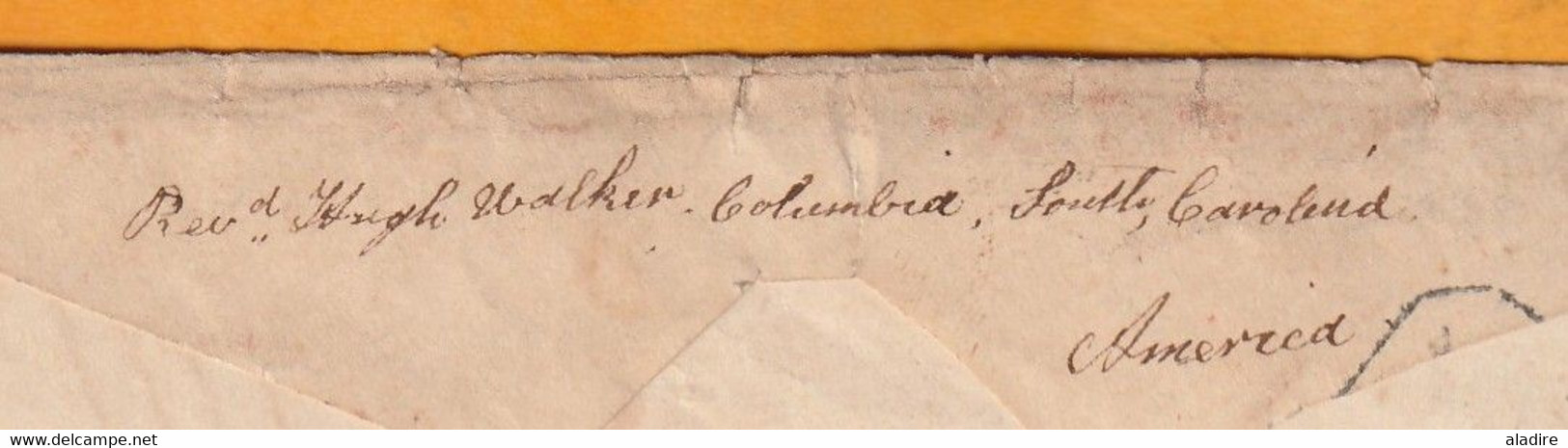 1848 - QV - reine Victoria - devant et verso partiels d'enveloppe  de BALLYMAHON, Irlande vers COLUMBIA, USA