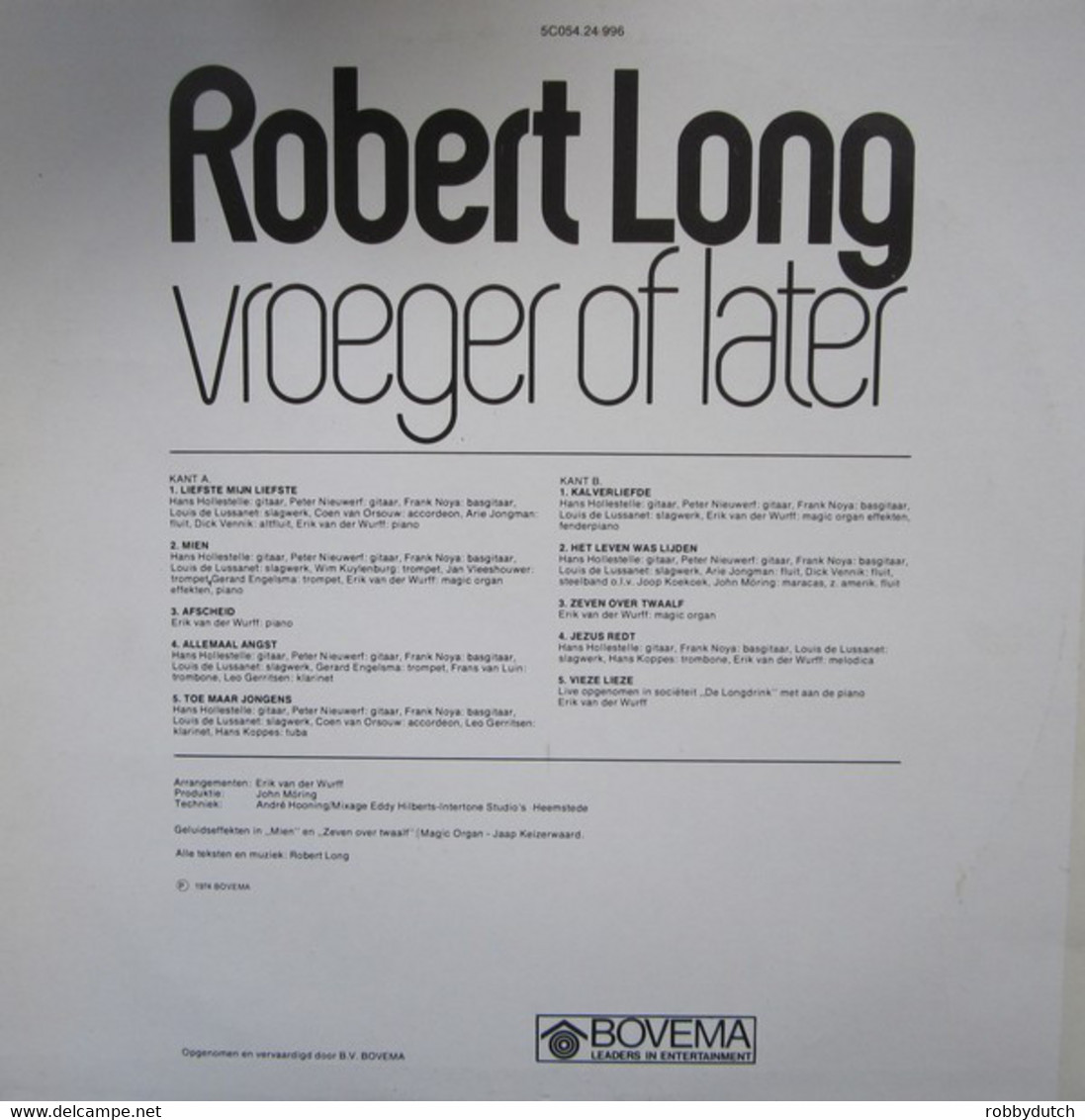 * LP * ROBERT LONG - VROEGER OF LATER (Holland 1974) - Sonstige - Niederländische Musik
