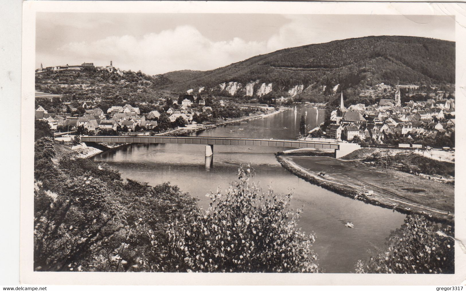 B758) NECKARGEMÜND - Alte S/W Ansicht Mit Brücke Und Stadt ALT 16.8.1954 - Neckargemuend