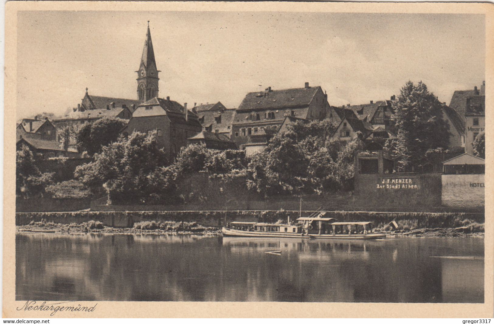 B760) Menzers Griechische Weinstube ZUR STADT ATHEN - NECKARGEMÜND - Bes. L. Beuttner ALT !! M. Schiff Alt - Neckargemuend