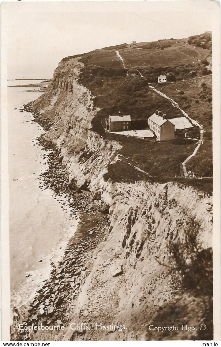 SUSSEX - ECCLESBOURNE CLIFFS  - HASTINGS        Carte-photo THE IDEAL" COPYRIGHT HGTS 73 - Hastings