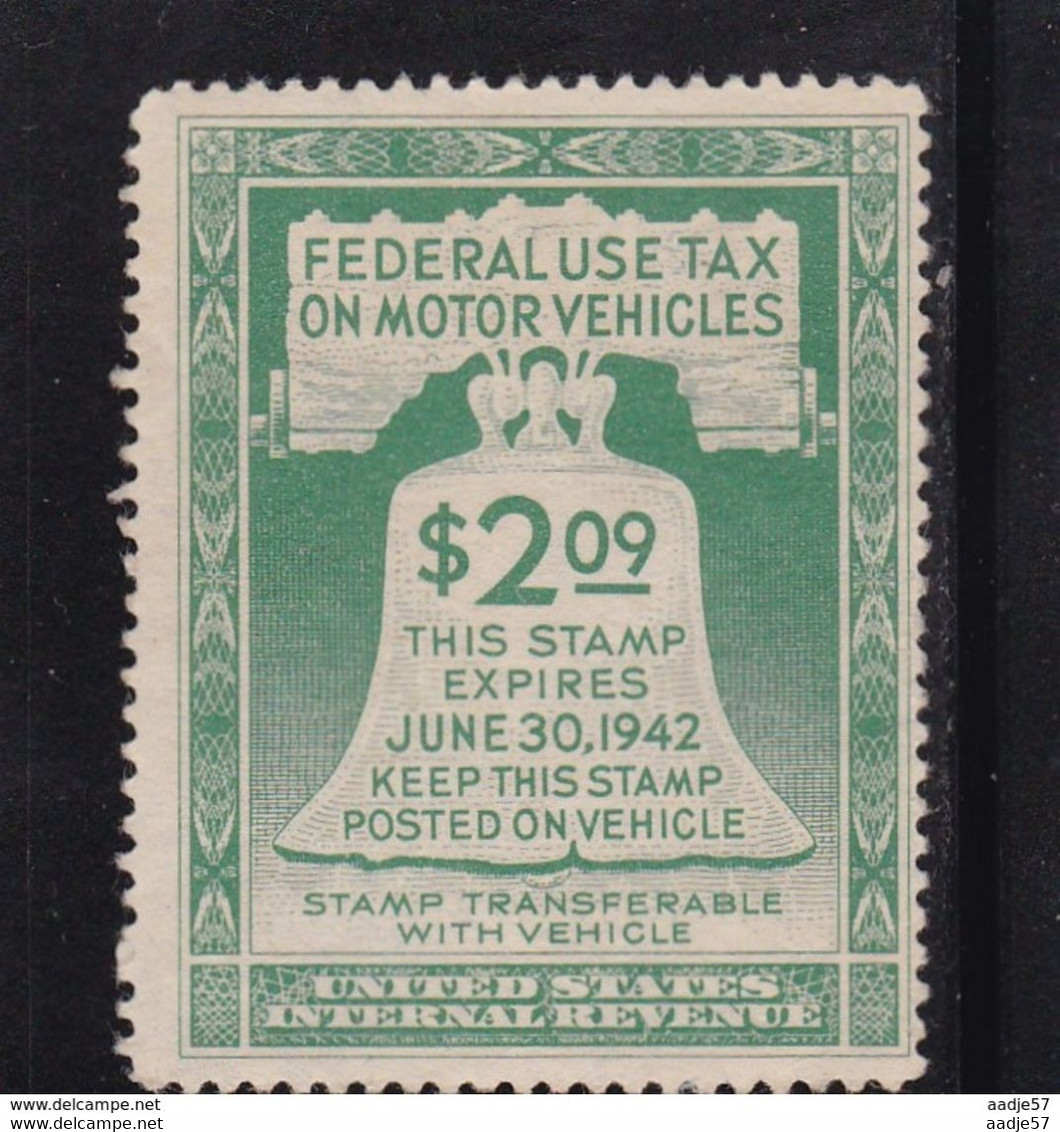 USA 1942 Cinderella Federal Use Tax On Motor Vehicles - Revenues