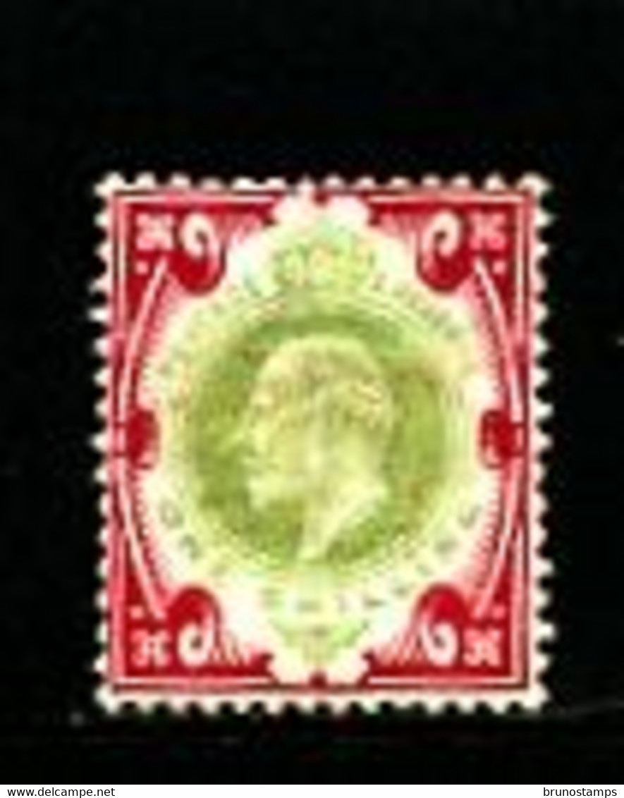 GREAT BRITAIN - 1902  EDWARD VII  1s  GREEN & CARMINE  MINT REGUMMED  SG 257 - Unused Stamps