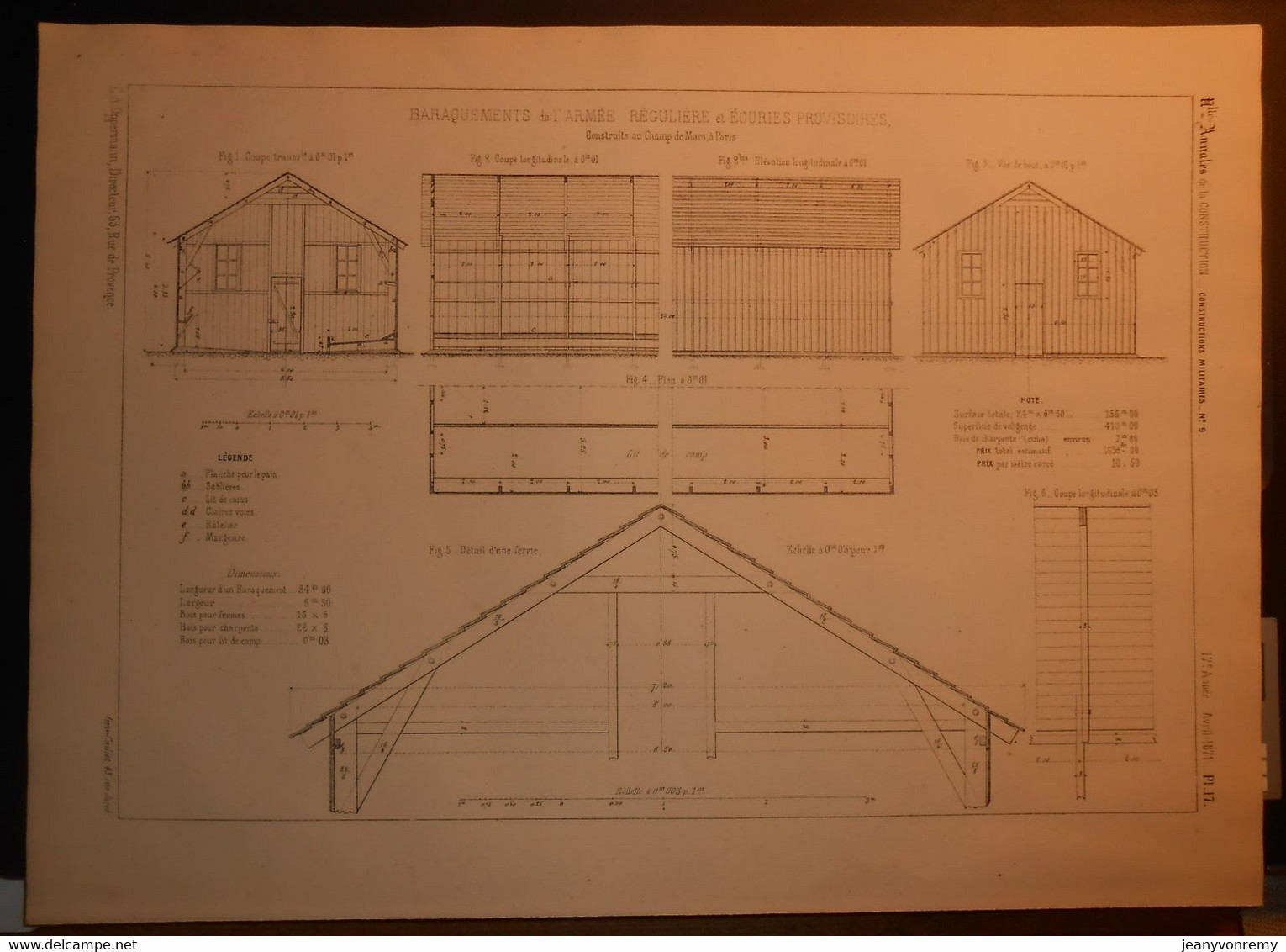 Plan De Baraquements De L'Armée Régulière Et Ecuries Provisoires.1871. - Other Plans