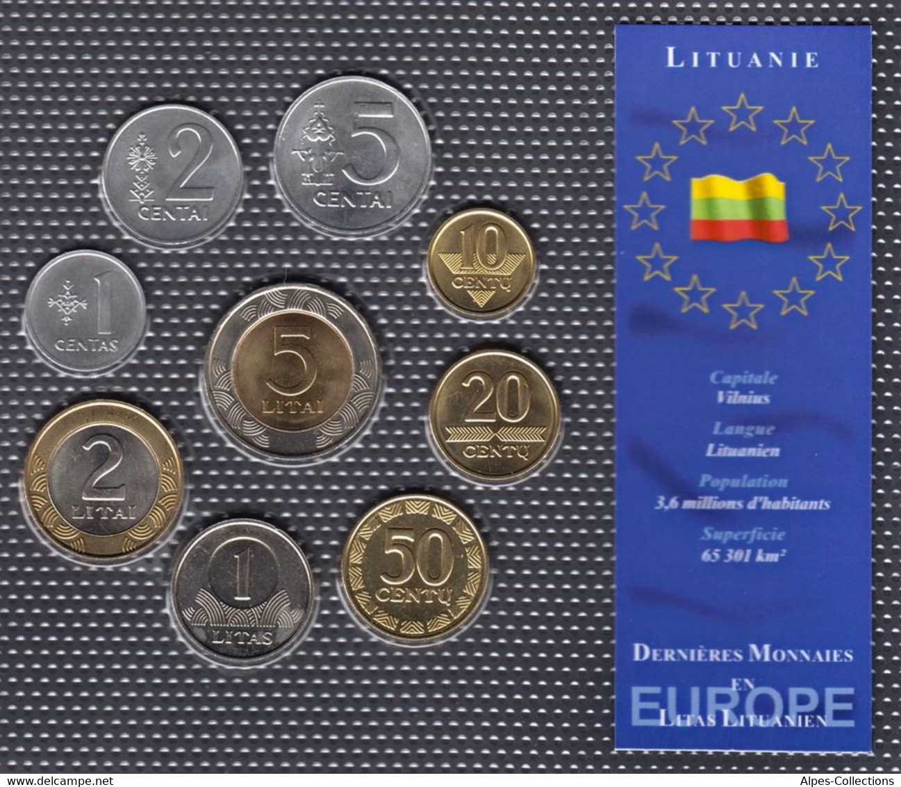 LTUX01 - LITUANIE - DERNIERES MONNAIES EN EUROPE - 1 Centas à 5 Litai - Lituanie