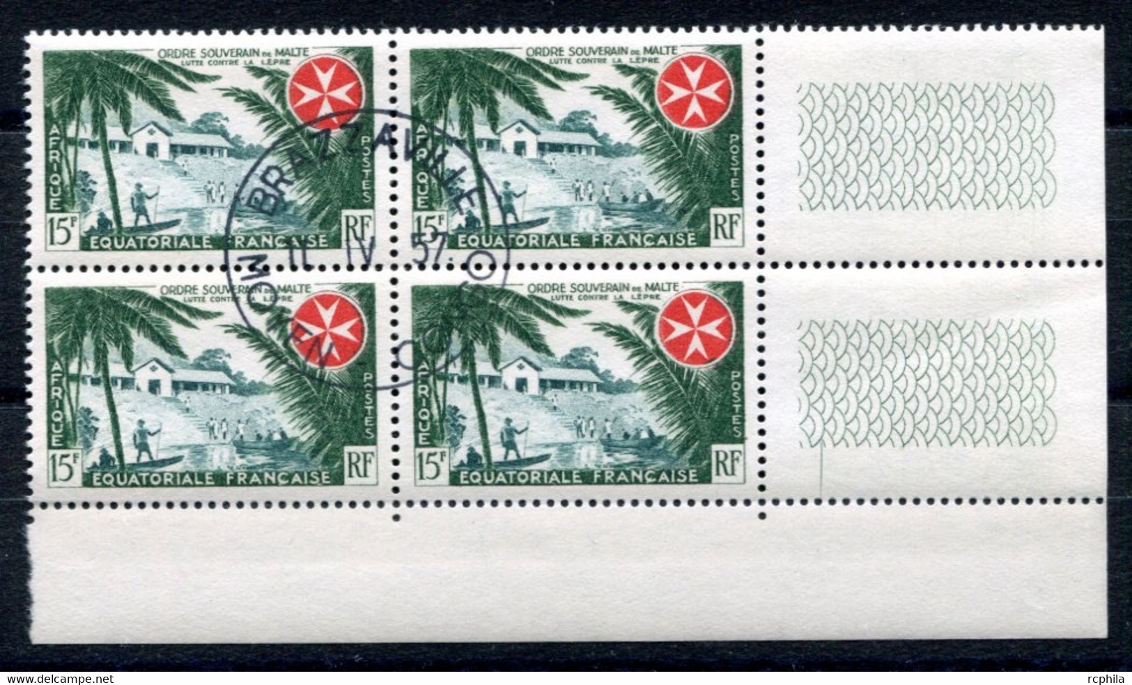 RC 22760 AFRIQUE EQUATORIALE N° 237 BLOC DE 4 OBLITÉRÉ BRAZZAVILLE / MOYEN CONGO TB - Gebraucht