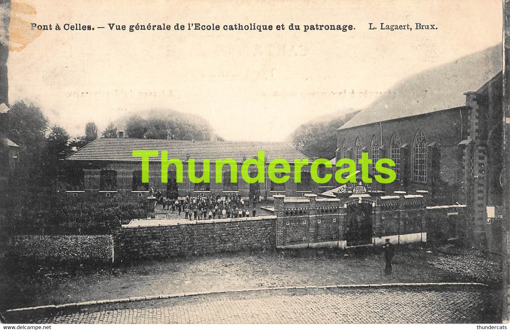 CPA PONT A CELLES VUE GENERALE DE L'ECOLE CATHOLIQUE ET DU PATRONAGE - Pont-à-Celles