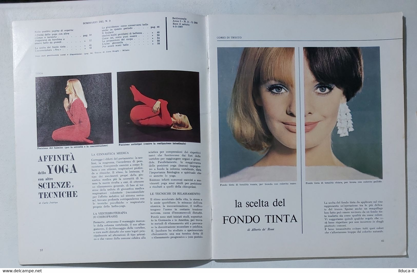 14710 SPECCHIO D'ORO Enciclopedia Della Bellezza - N. 3 1967 - Yoga; I Foulard - Lifestyle