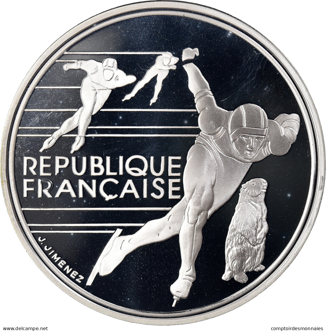 Monnaie, France, Albertville 92, Ski De Descente, 100 Francs, 1989, Paris - Pruebas