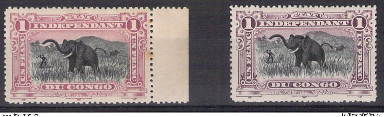 COB 26A Et 26B * 1F Violet Et 1F Lilas Foncé - Etat Indépendant Du Congo - 1894 - Cote 623 COB 2022 - - 1894-1923 Mols: Mint/hinged