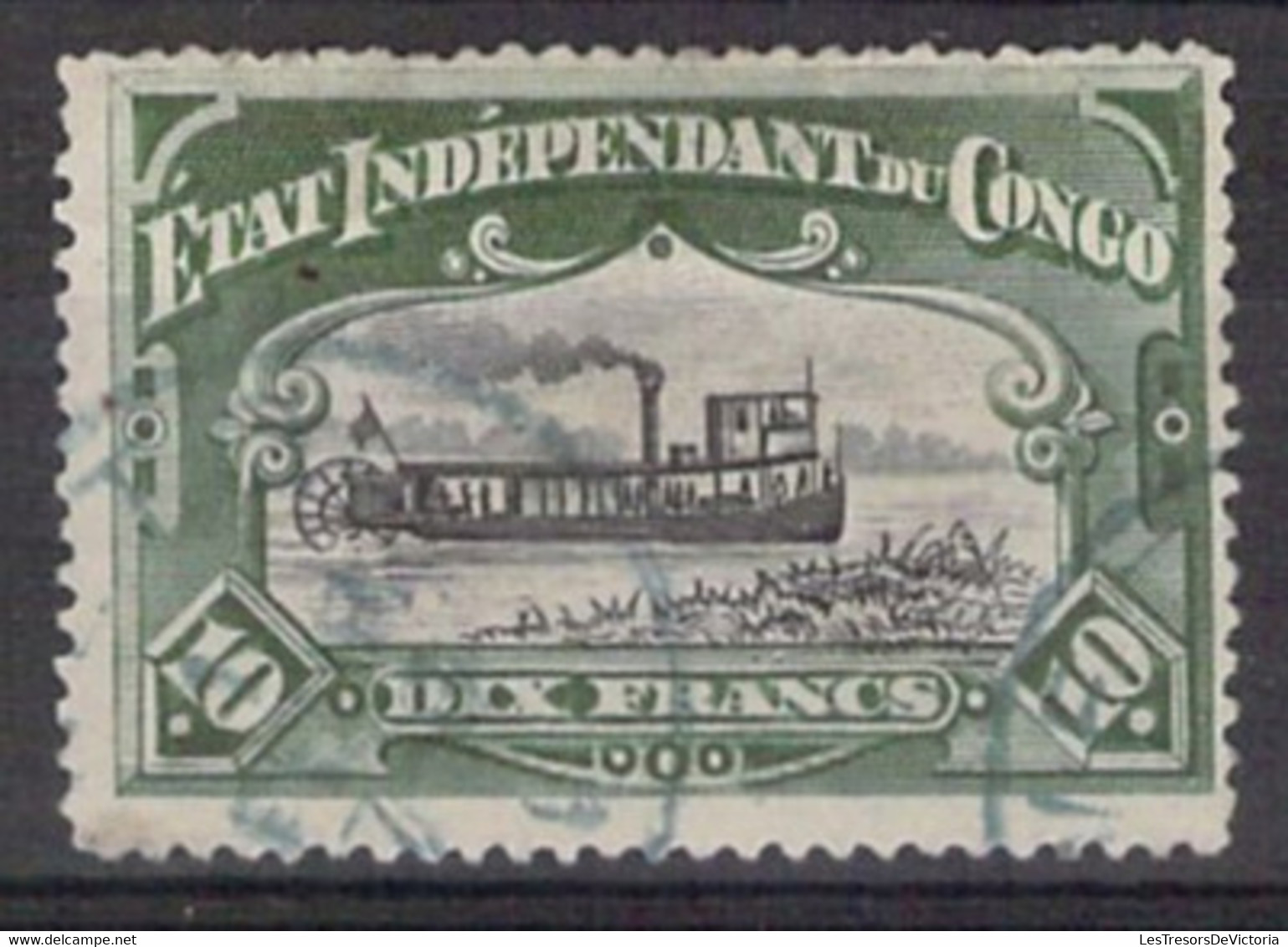 COB 29 Cu1 Oblit.  - Etat Indépendant Du Congo - 1894 - Cote 140 COB 2022 - Roue Du Bateau Touchant Le Cadre - Used Stamps