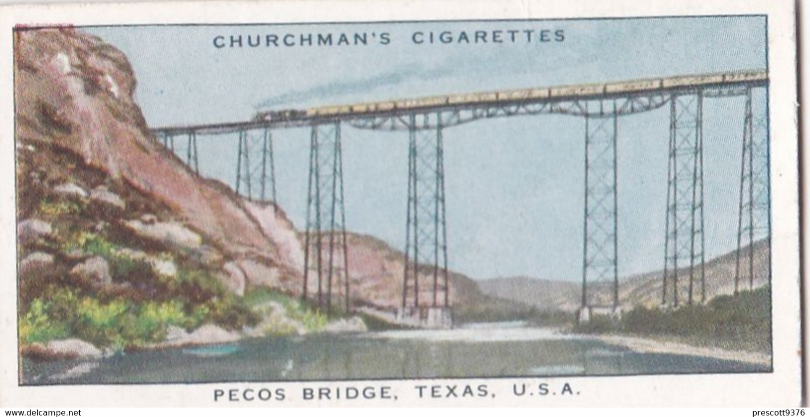 Wonderful Railway Travel, 1937 - 47 Pecos Bridge, Texas - Churchman Cigarette Card - Trains - Churchman