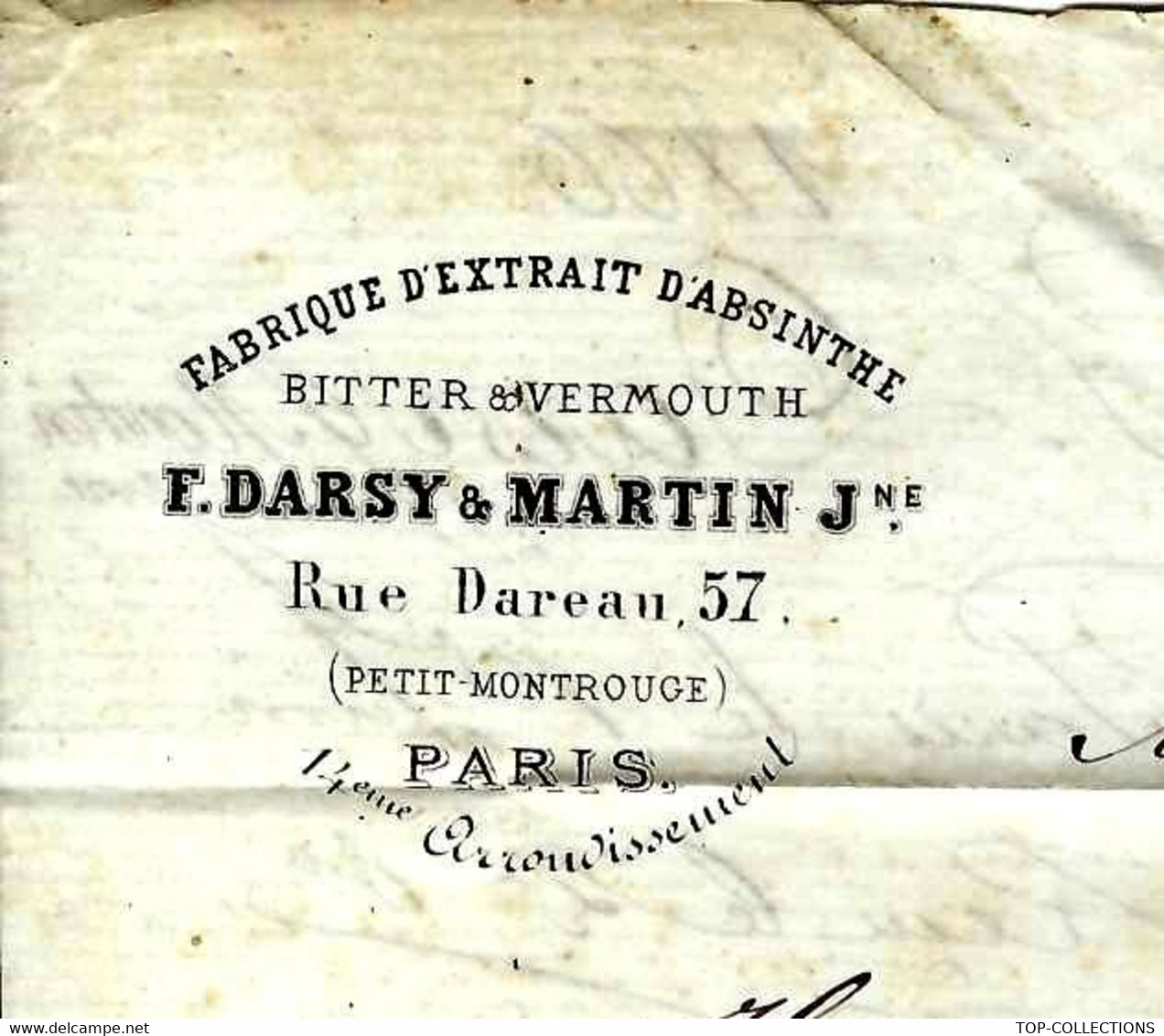 1866 PARIS  PETIT MONTROUGE FABRICATION D ABSINTHE Pour Curcier Adet à Bordaux VOIR SCANS - Publicités