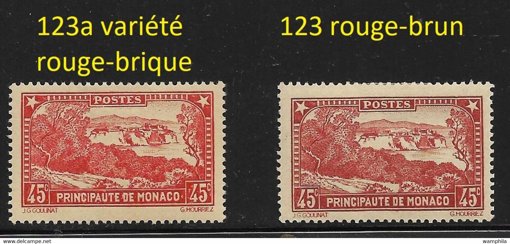 Monaco N° 123a* Variété Rouge-brique, Cote 550€ - Varietà