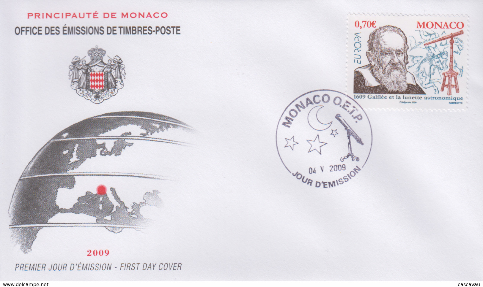 Enveloppe  FDC  1er  Jour   MONACO    Année  Internationale  De  L' Astronomie  :  GALILEE     EUROPA    2009 - 2009