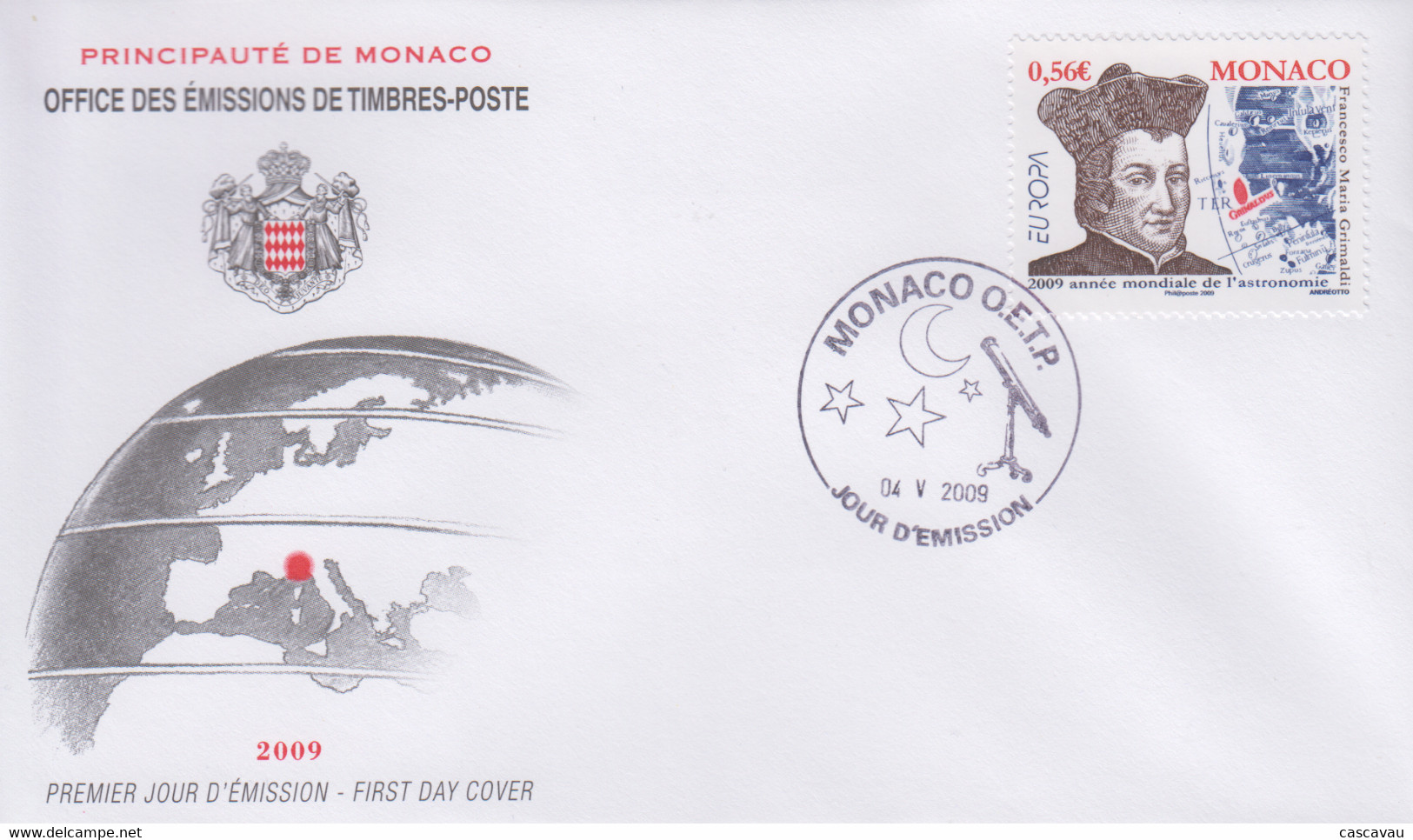 Enveloppe  FDC  1er  Jour   MONACO    Année  Internationale  De  L' Astronomie  :  GRIMALDI     EUROPA    2009 - 2009