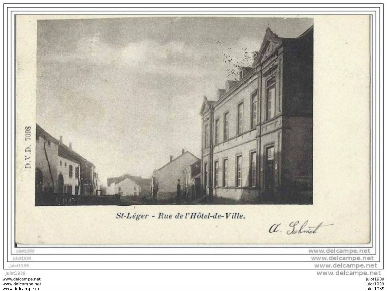 SAINT - LEGER ..-- DVD 7098 . Rue Hôtel De Ville . 1906  Vers HONVILLE ( Melle Augusta WARIN ) .Voir Verso . - Saint-Leger