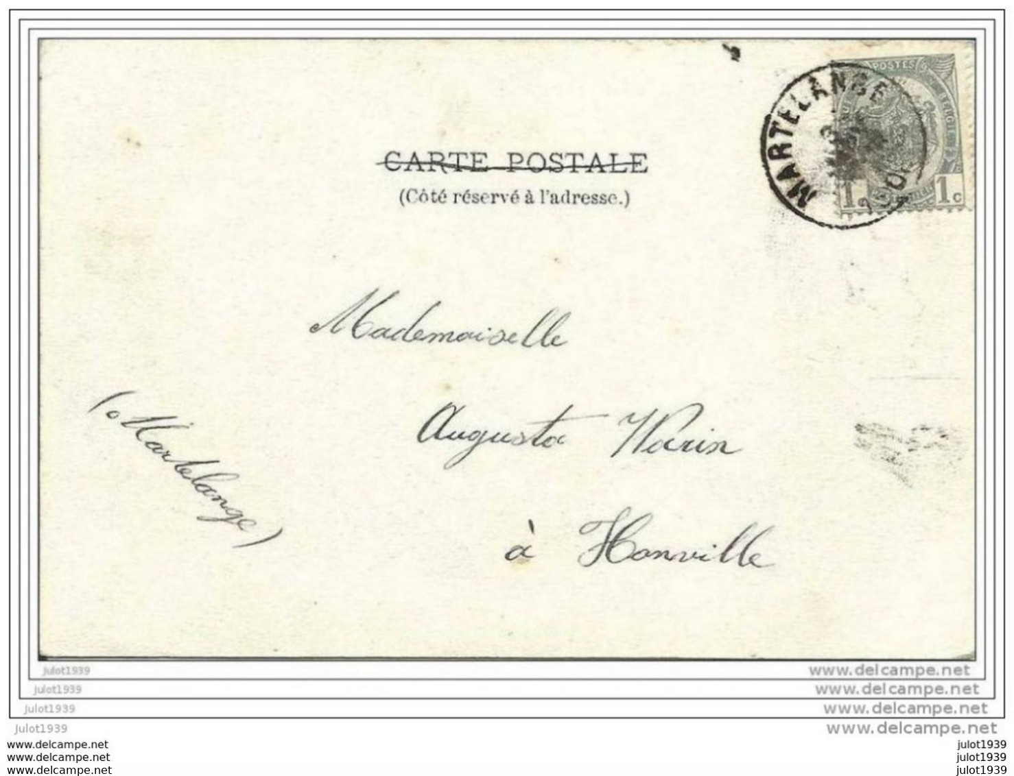 SAINT - LEGER ..-- DVD 7098 . Rue Hôtel De Ville . 1906  Vers HONVILLE ( Melle Augusta WARIN ) .Voir Verso . - Saint-Léger