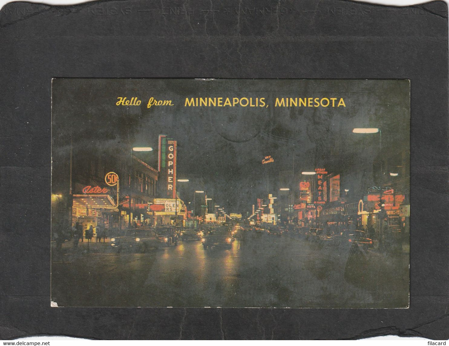 112085     Stati  Uniti,  Hello  From  Minneapolis,  Minnesota,  Night  Street Scene,  VG  1966 - Minneapolis