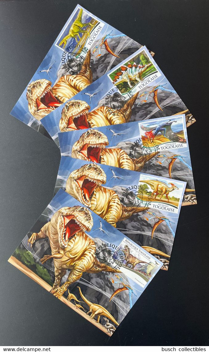 Togo 2015 Mi. 6759 - 6763 Carte Maximum Maxi Card Dinosaures Dinosaurs Dinosaurier - Préhistoriques