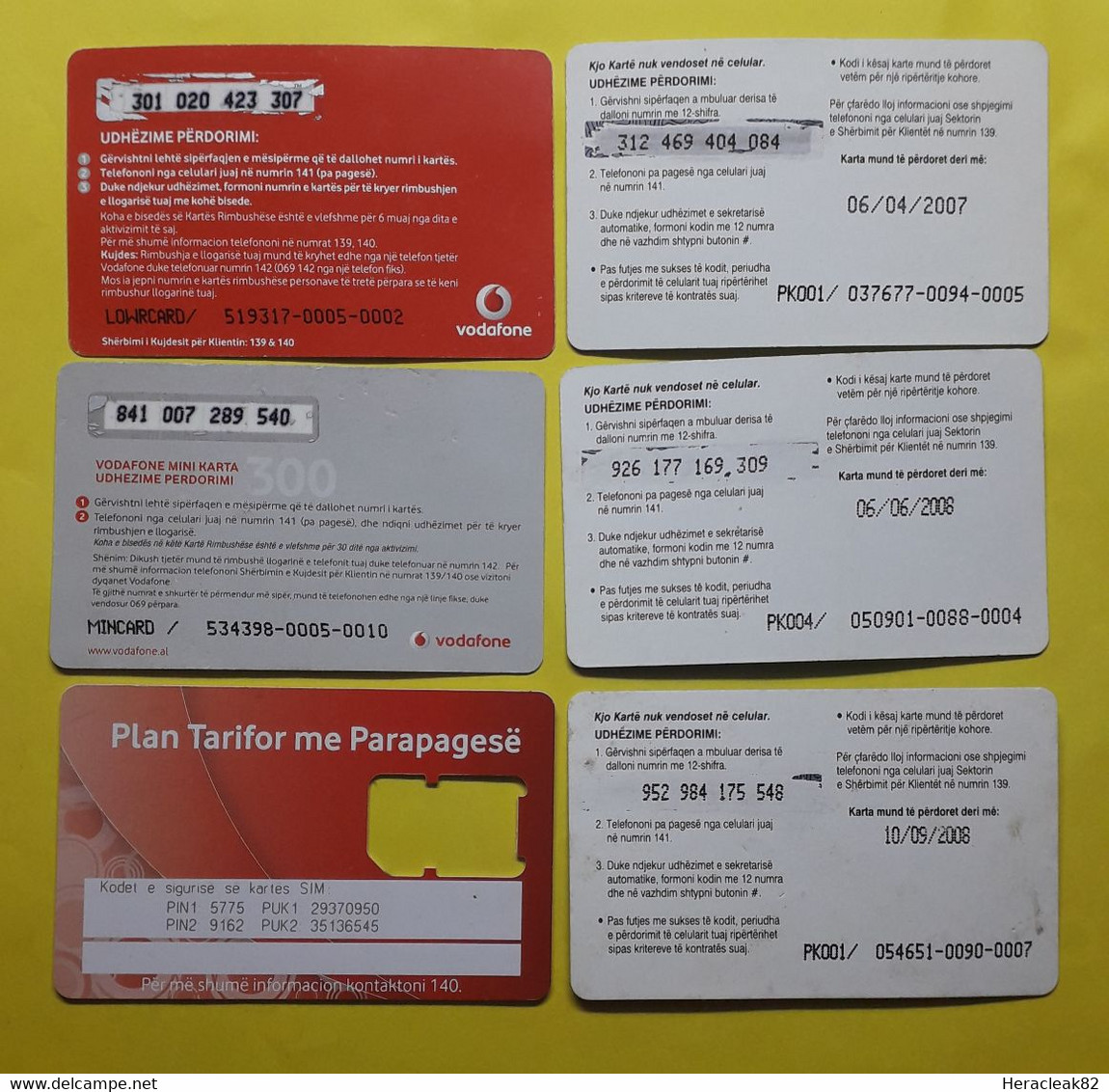 Albania Lot Of 6 Different Prepaid Phone Cards Used - Albania