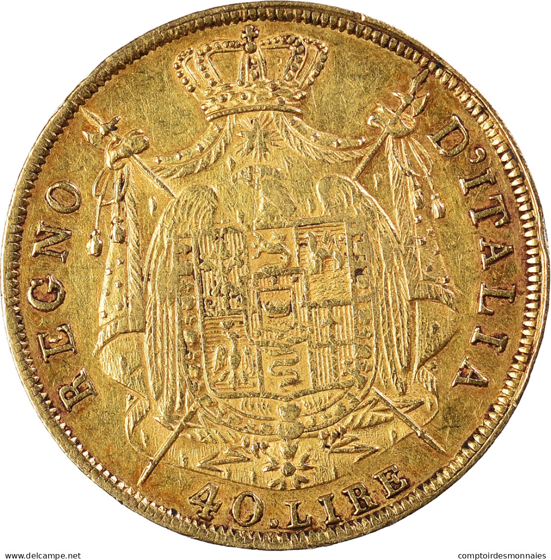 Monnaie, États Italiens, KINGDOM OF NAPOLEON, Napoleon I, 40 Lire, 1808, Milan - Napoleónicas