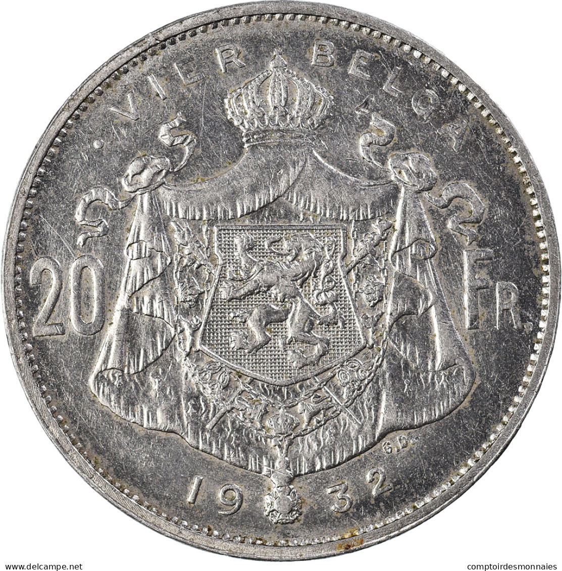 Monnaie, Belgique, Albert I, 20 Francs, 20 Frank, 1932, TTB, Nickel, KM:102 - 20 Francs & 4 Belgas