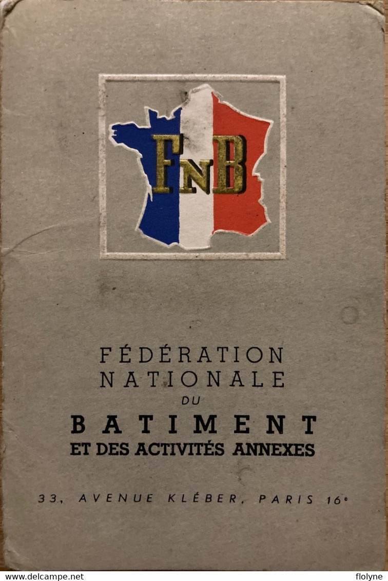 Fédération Nationale Du Bâtiment - Carte De Membre FNB Somme Et Oise - Timbre 1953 - Artisanat