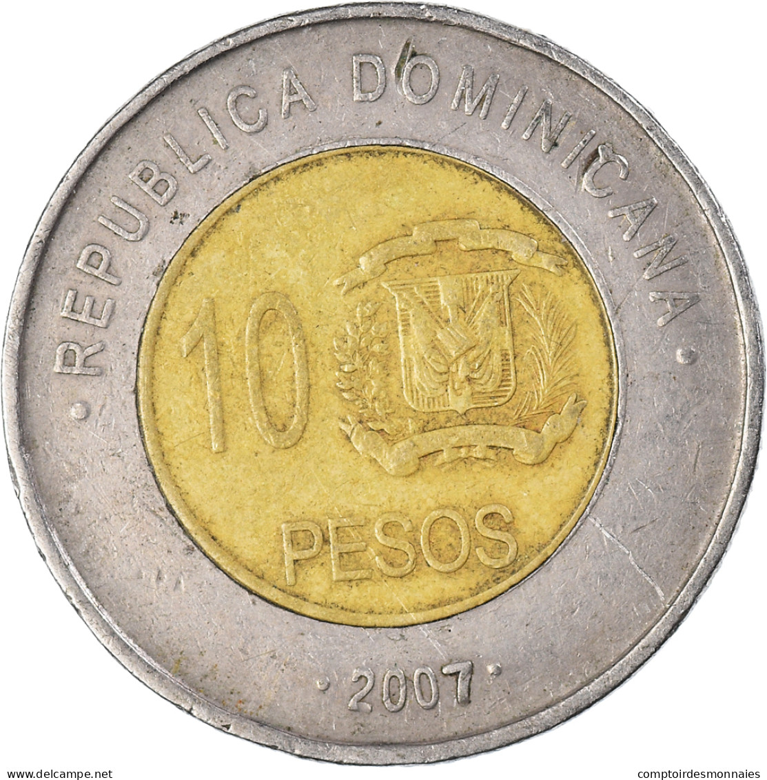 Monnaie, République Dominicaine, 10 Pesos, 2007 - Dominicana