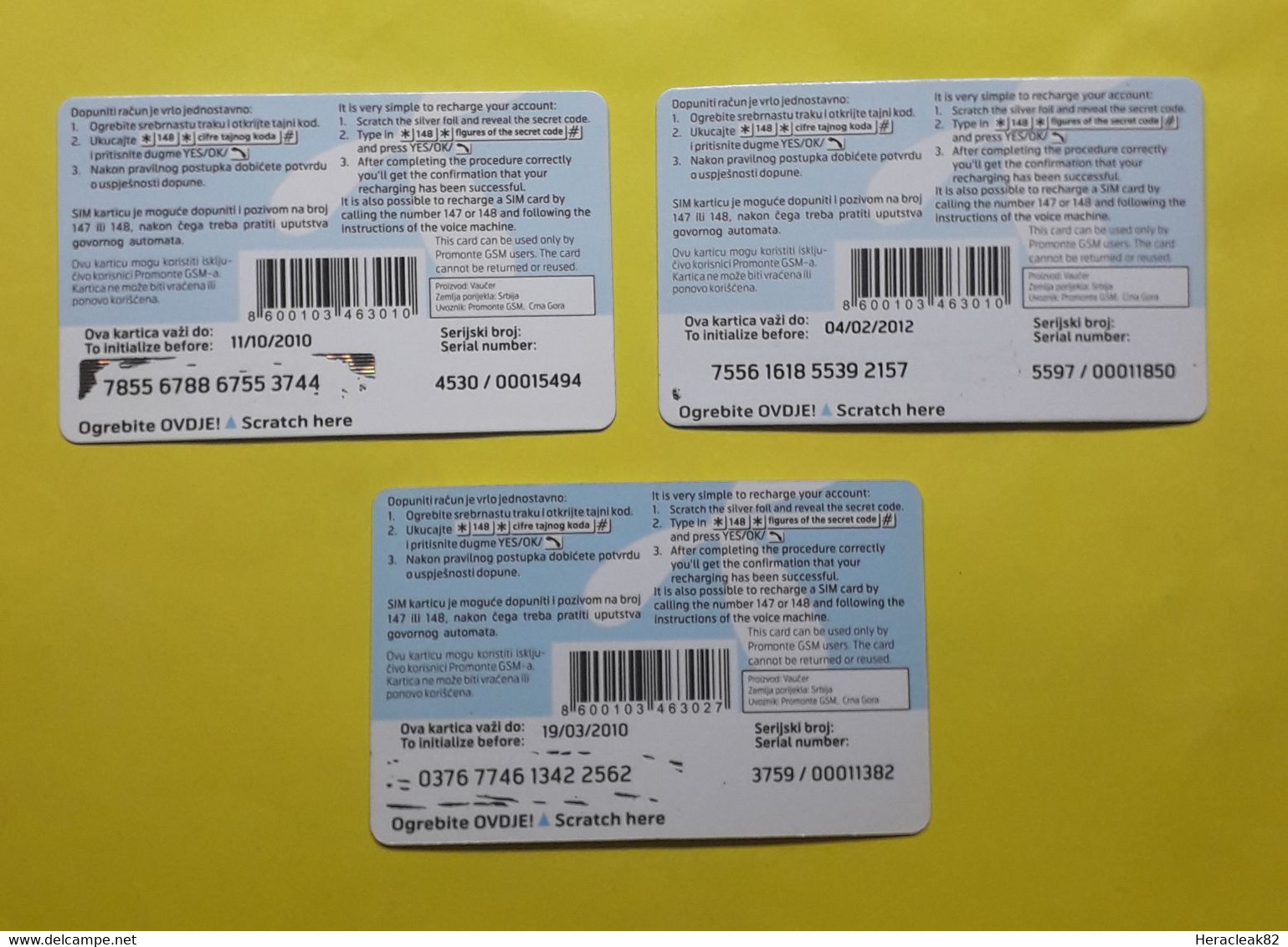 Montenegro Lot 3 Different Prepaid Phone Cards - Montenegro