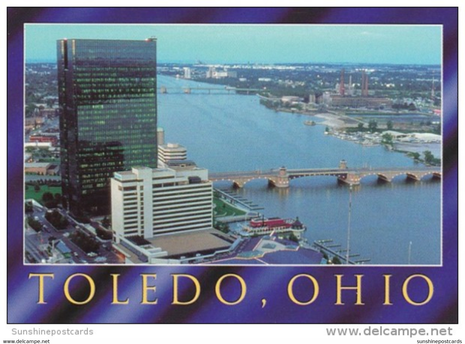 Ohio Toledo Aerial View Showing Drawbridges Over Maumee River - Toledo