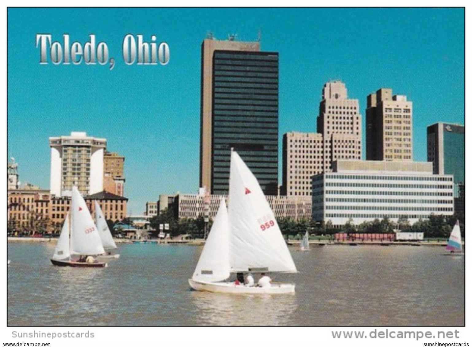Ohio Toledo Skyline With Sailboats On Maumee River - Toledo