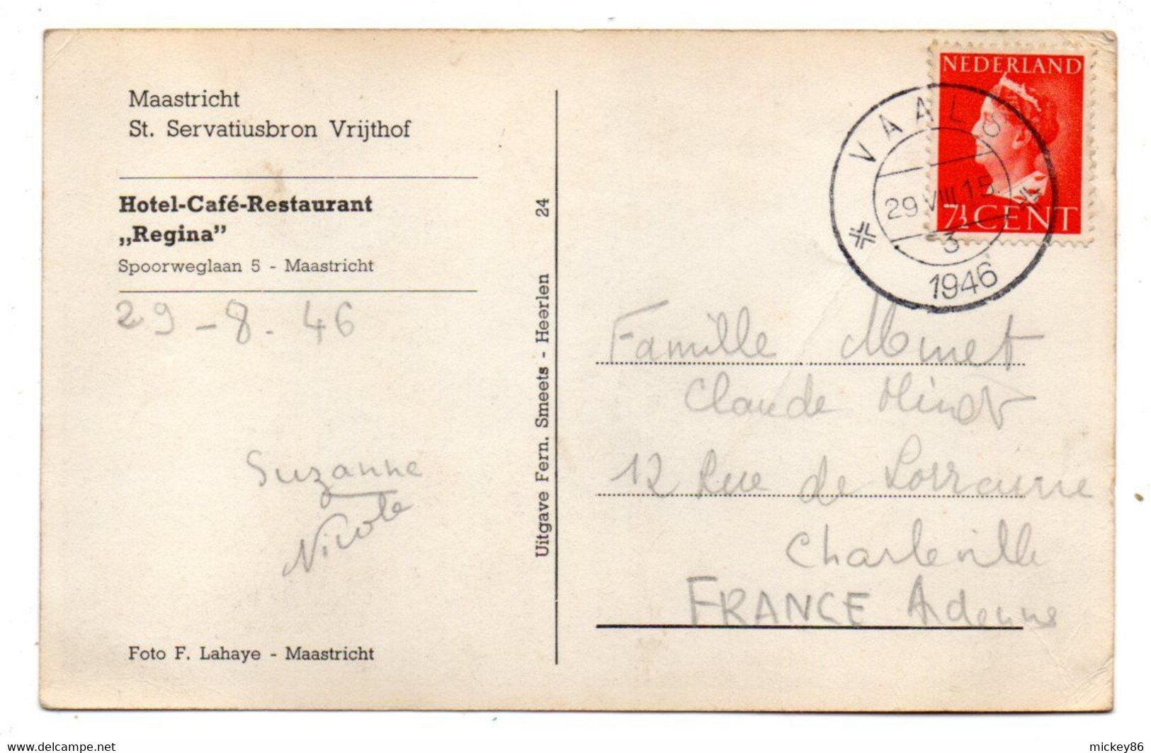 Pays-Bas -- MAASTRICHT -- 1946-- St Servatiusbron Vrijthof --timbre ....cachet VAAL .......à Saisir - Maastricht