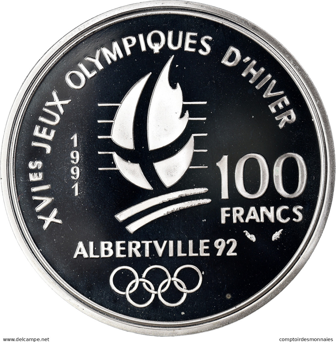 Monnaie, France, Albertville 92, Ski De Fond, 100 Francs, 1991, Paris, Proof - Probedrucke