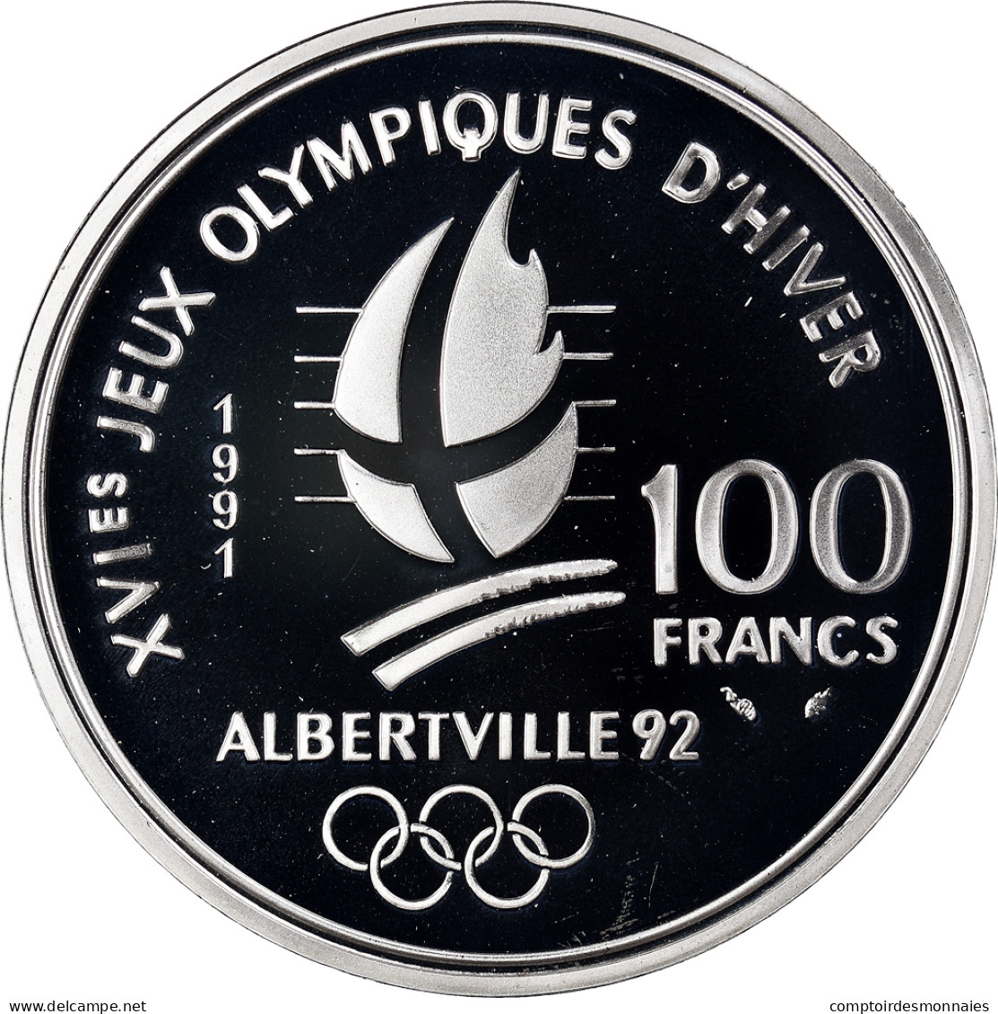 Monnaie, France, Albertville 92, Saut à Ski, 100 Francs, 1991, Paris, Proof - Essais, Piéforts, épreuves & Flans Brunis