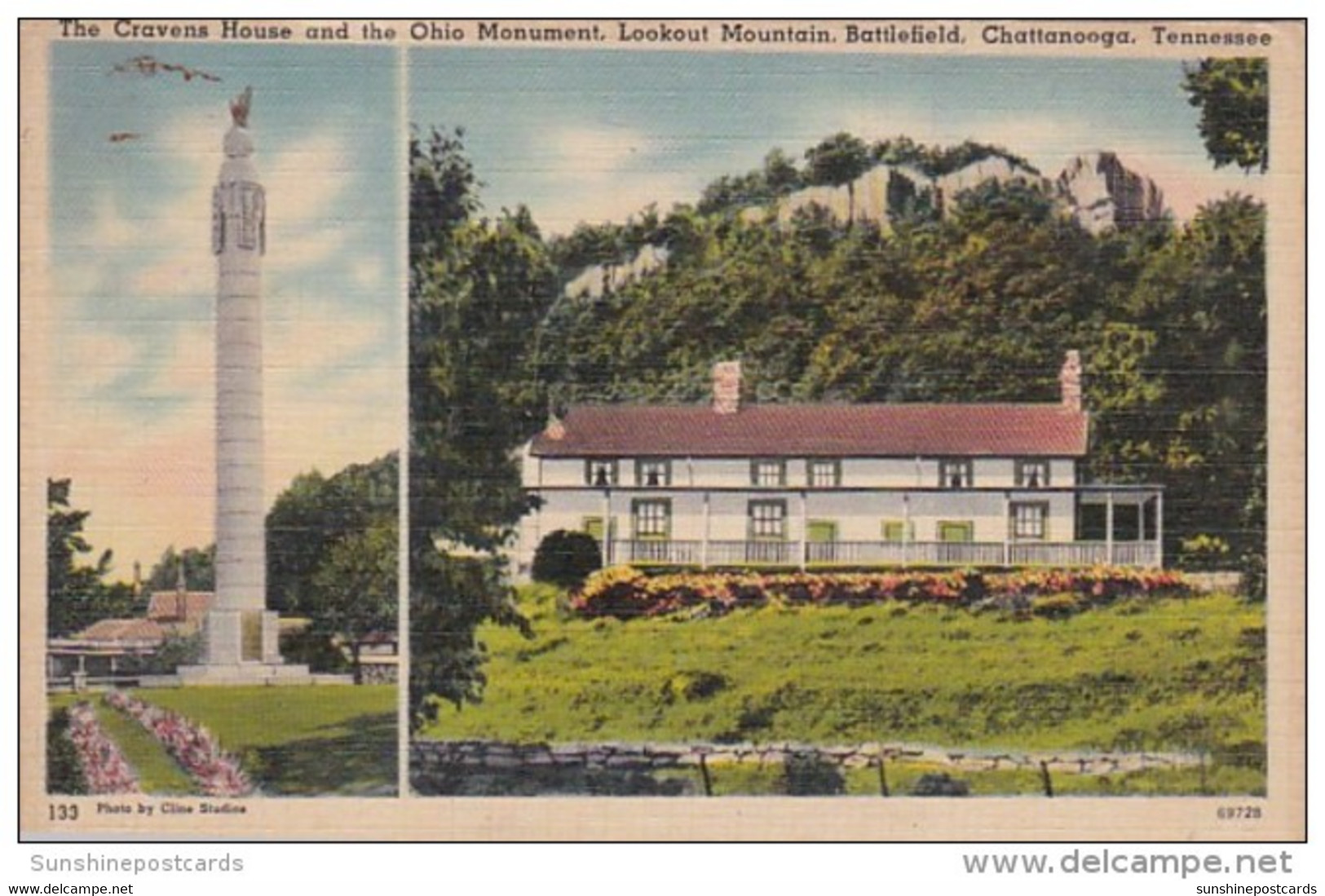 Tennessee Chattanooga Lookout Mountain The Cravens House And Ohio Monument 1943 - Chattanooga