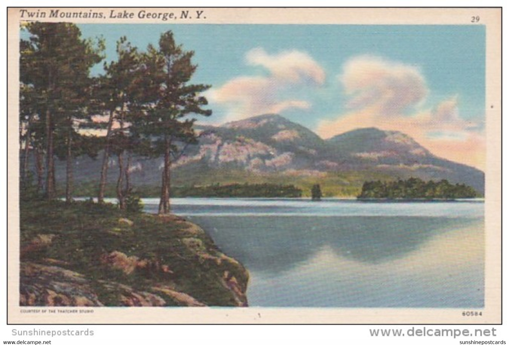 New York Lake George The Twin Mountains 1953 - Lake George