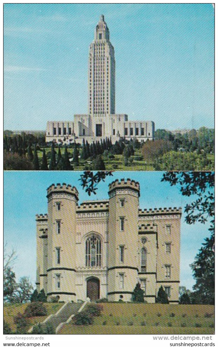 Louisiana Baton Rouge The Old And New State Capitol Buildings 1960 - Baton Rouge