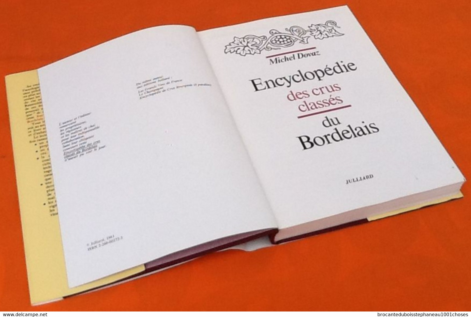 Encyclopédie Des Crus Classés Du Bordelais  (1986)  253 Pages Julliard (320x225)mm - Encyclopédies