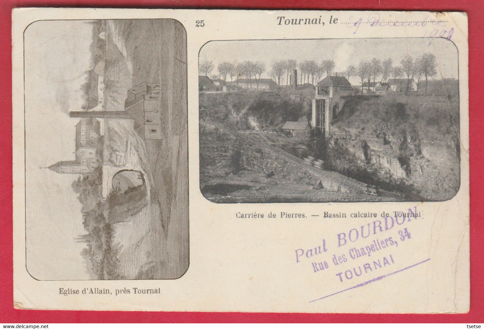 Tournai - Carrière De Pierres / Bassin Calcaire ...2 Vues - 1900 ( Verso Spécial - Art Déco ) - Tournai