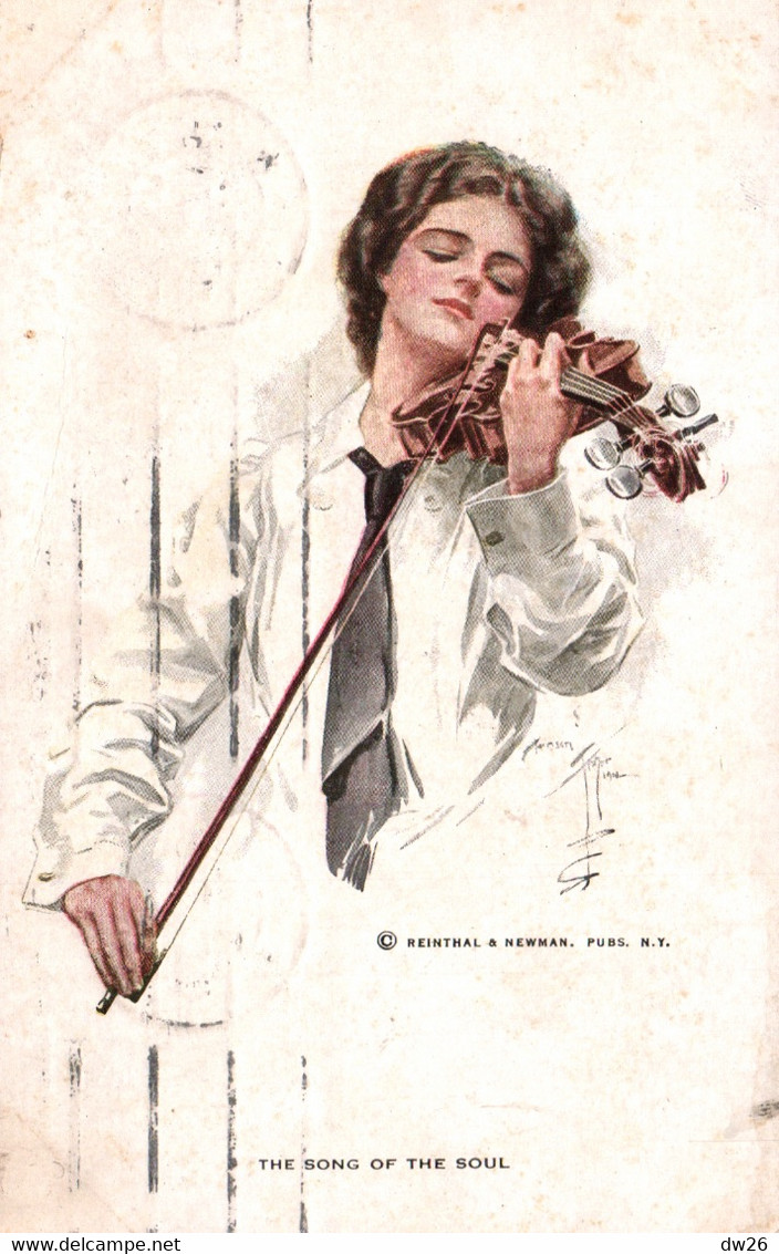 Illustration Harrison Fisher: Song Of The Soul (Femme Au Violon) Reinthal & Newman N.Y. - Carte N° 856 - Fisher, Harrison
