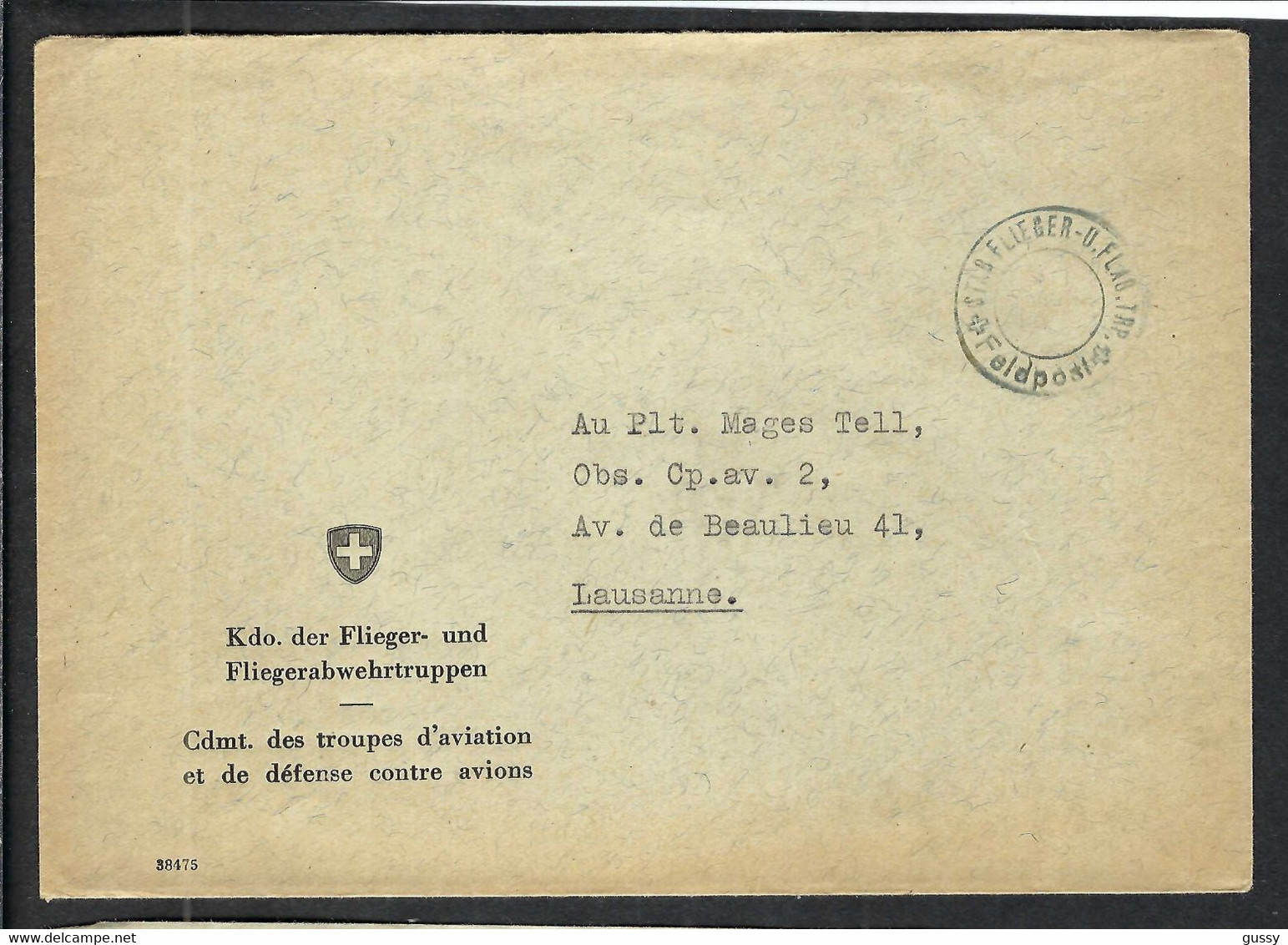 SUISSE 1941: LSC Militaire Pour Lausanne En Franchise FM - Portofreiheit