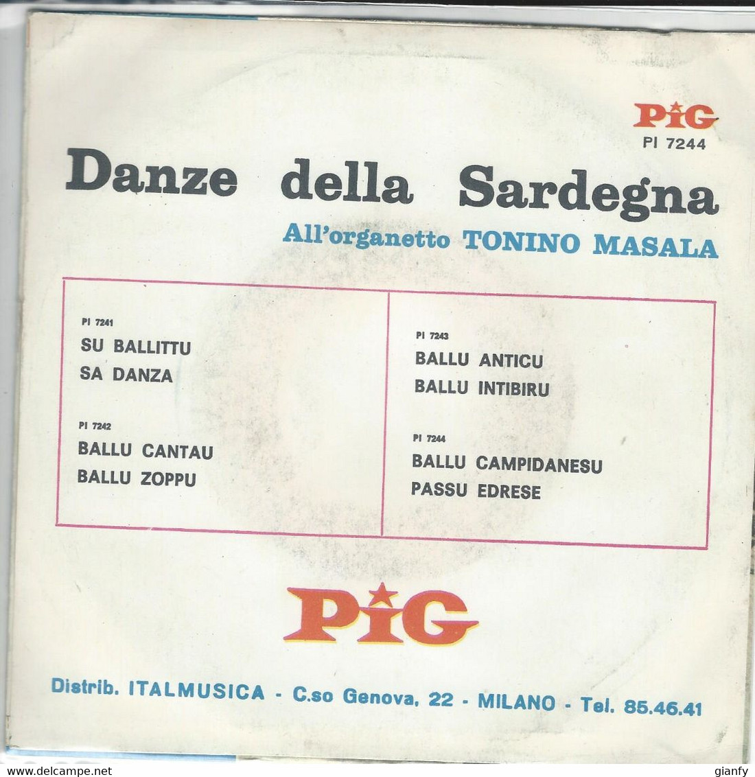 VINILE 45 GIRI 7" TONINO MASALA BALLU CAMPIDANESU # PASSU EDRESE - TIRSU PI 7244 - Country & Folk