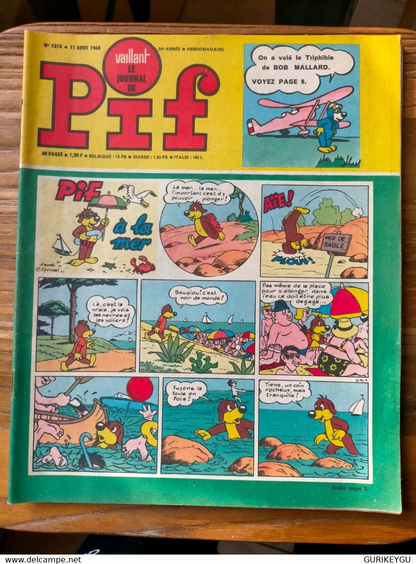 Vaillant Le Journal De PIF N° 1210 TOTOCHE Placid Et Muzo  ARTHUR Cézard LES AS GAI LURON Teddy Ted PIFOU 17/08/1968 - Pif & Hercule