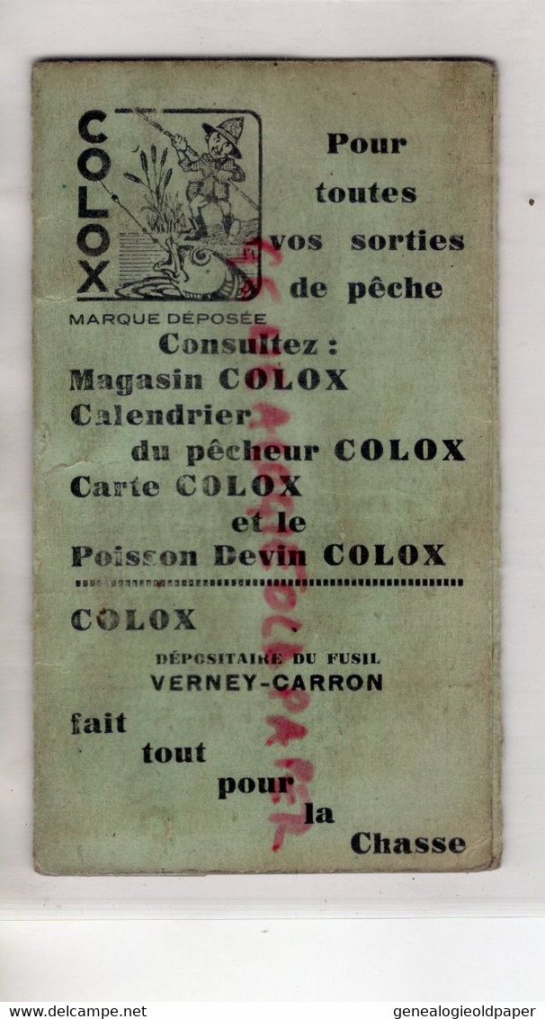 87- LIMOGES- RARE CALENDRIER ET CARTE HAUTE VIENNE DU PECHEUR PECHE- COLOX -VERNEY CARRON-REGLE JEU BELOTTE-ABEILLE - Straßenhandel Und Kleingewerbe